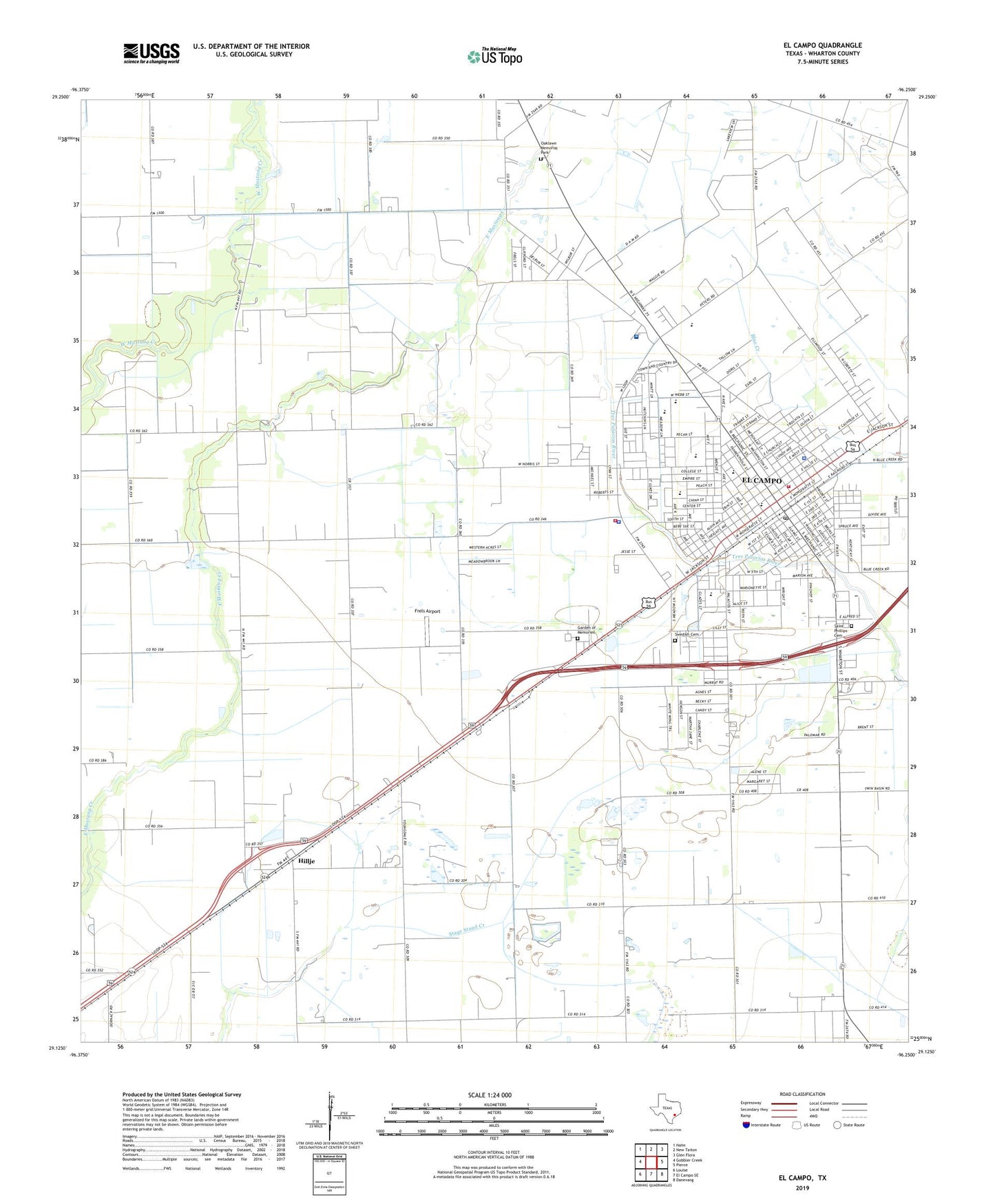 El Campo Texas US Topo Map Image