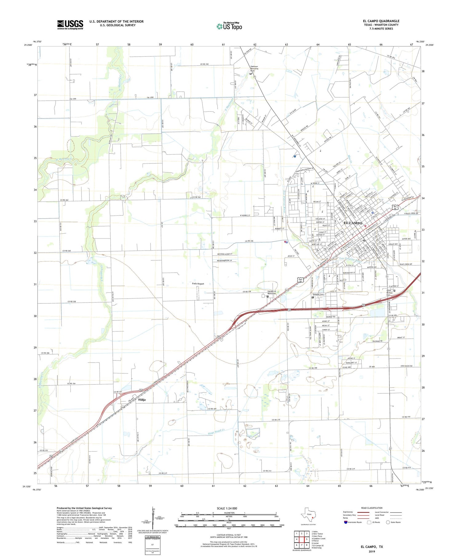 El Campo Texas US Topo Map Image