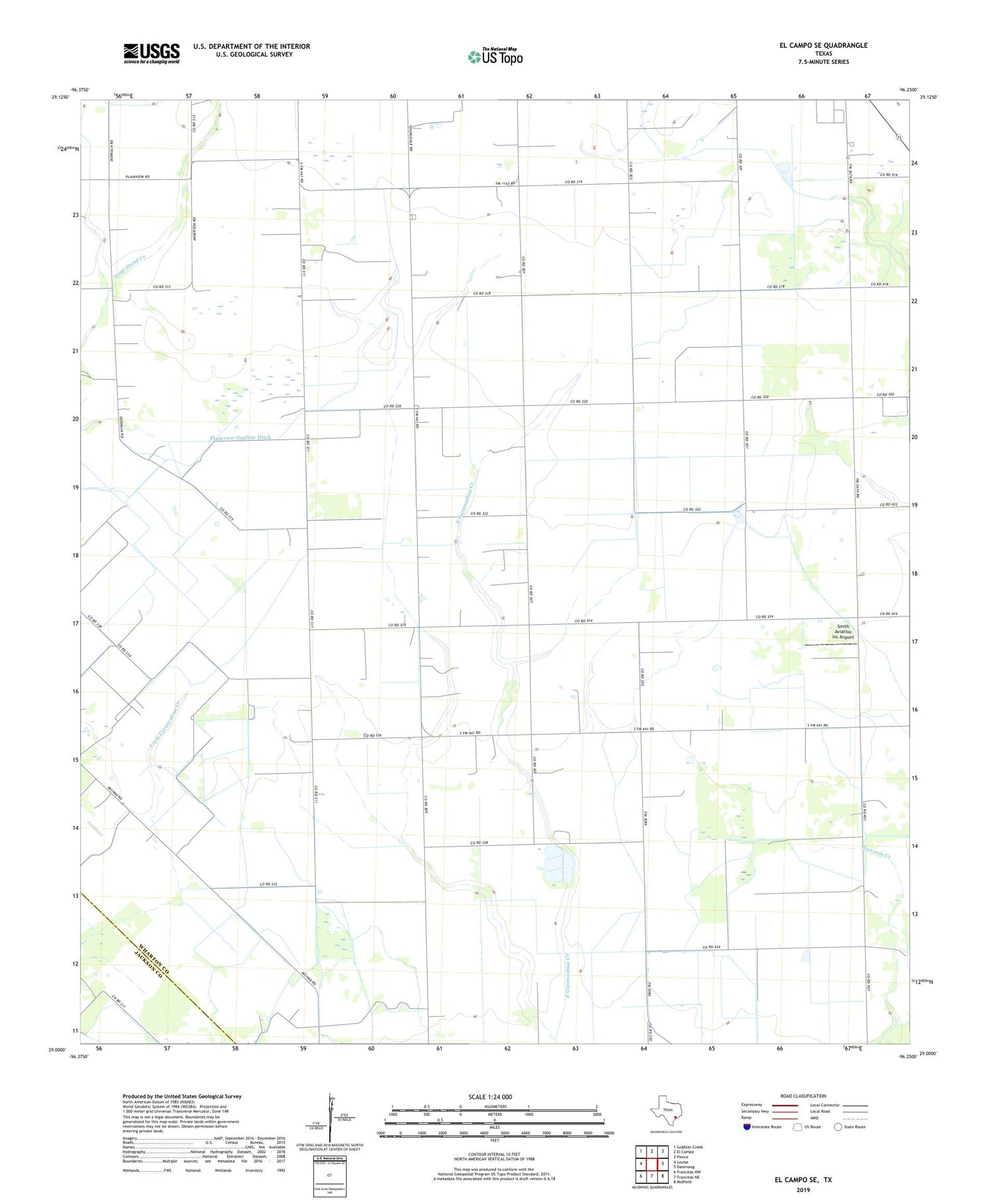 El Campo SE Texas US Topo Map Image