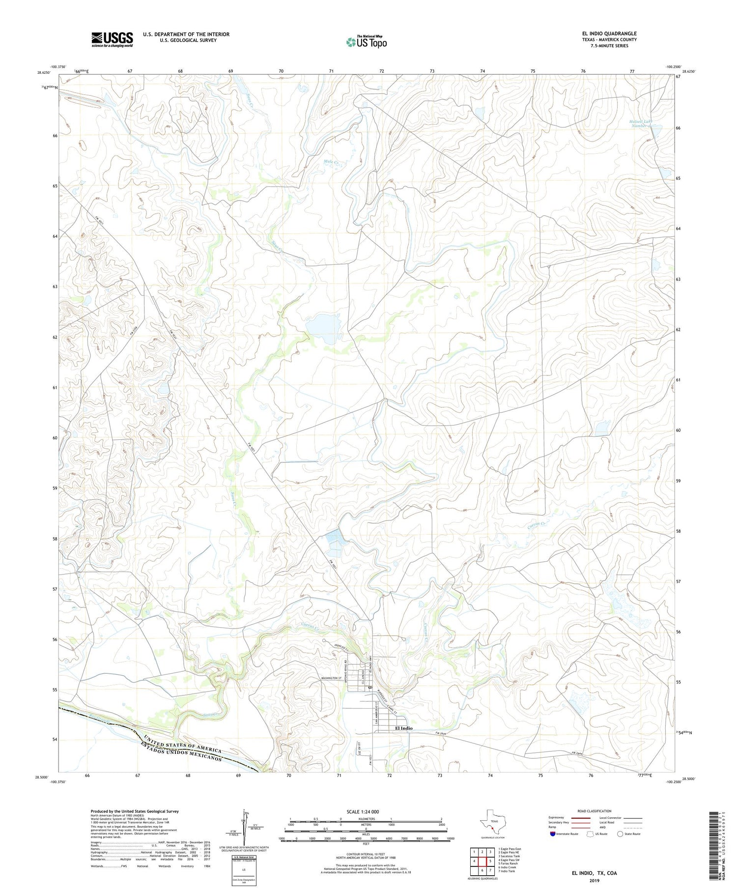 El Indio Texas US Topo Map Image