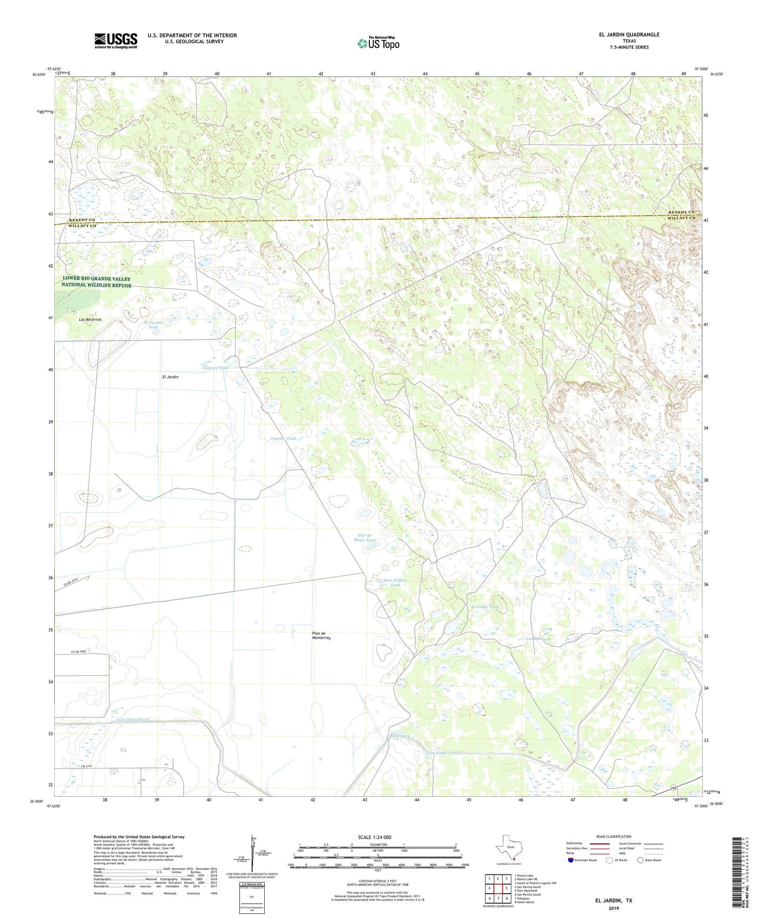 El Jardin Texas US Topo Map Image