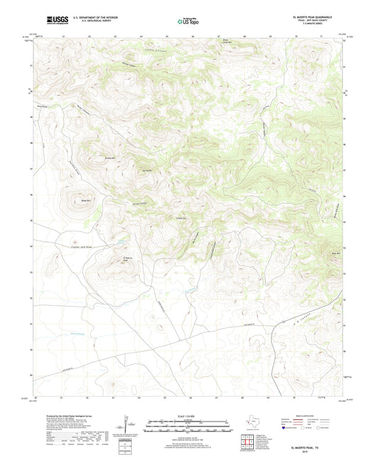 El Muerto Peak Texas US Topo Map Image