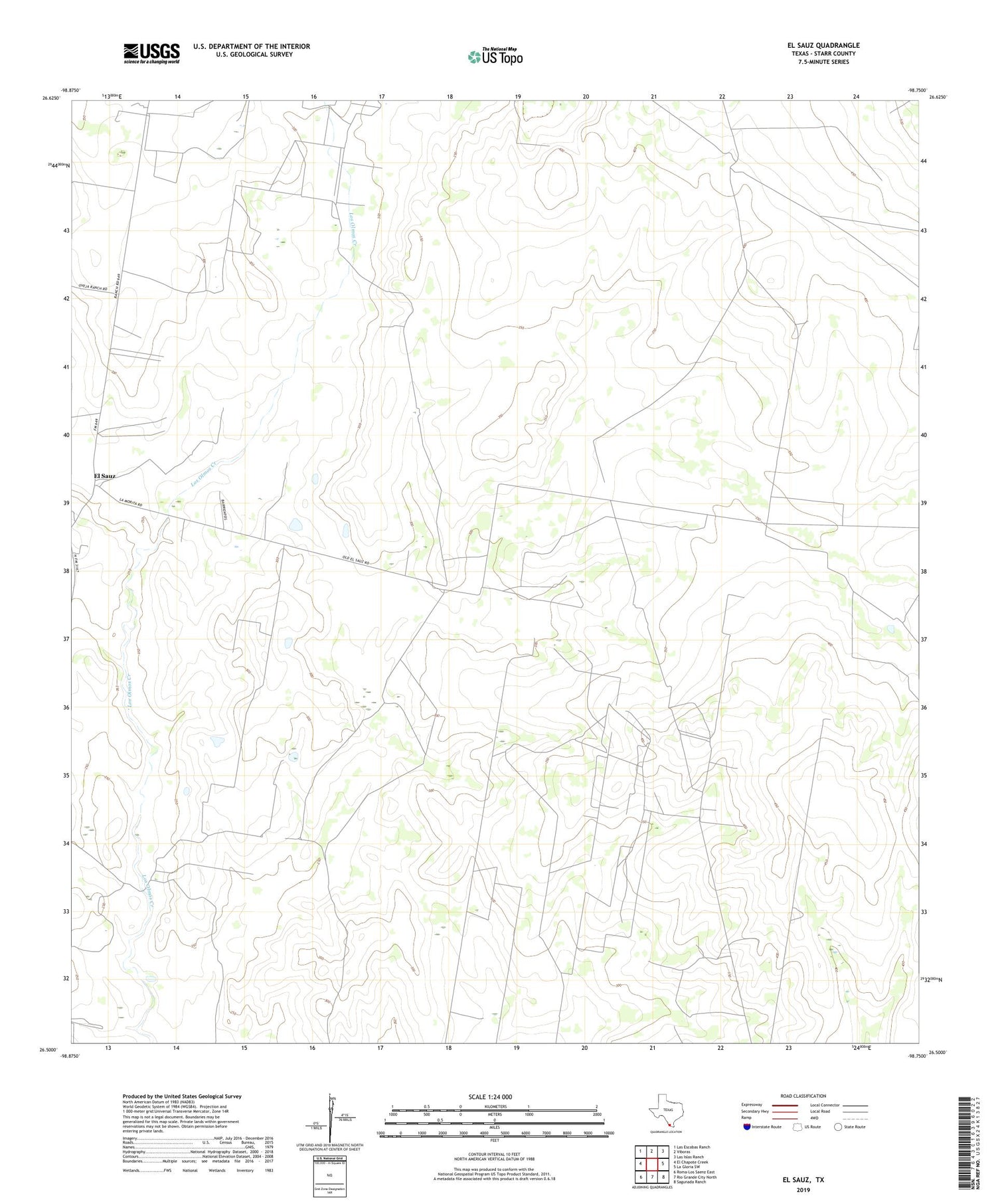 El Sauz Texas US Topo Map Image