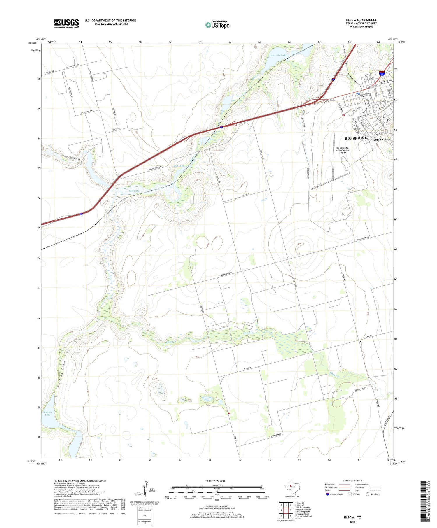 Elbow Texas US Topo Map Image