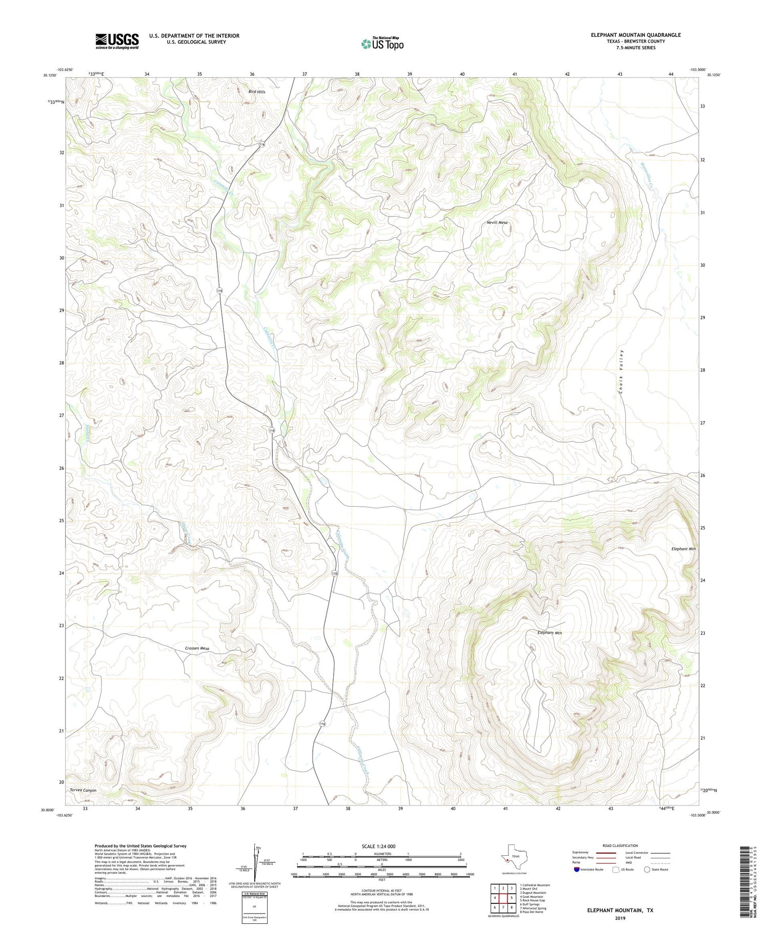 Elephant Mountain Texas US Topo Map Image
