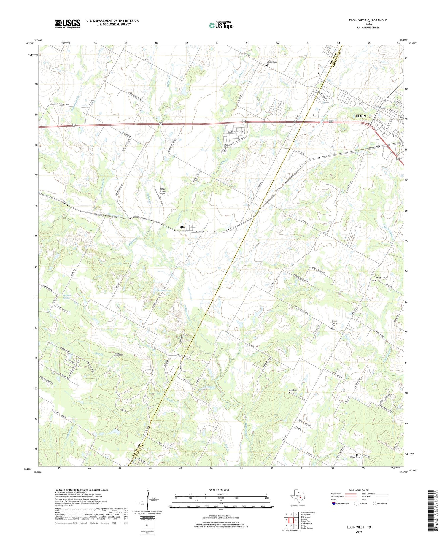 Elgin West Texas US Topo Map Image