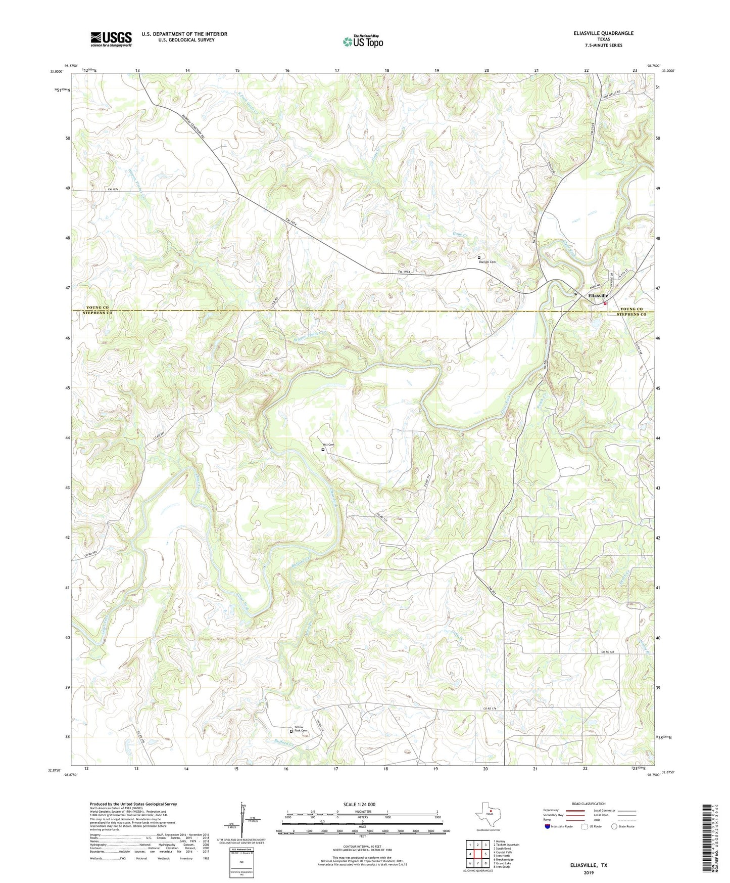 Eliasville Texas US Topo Map Image
