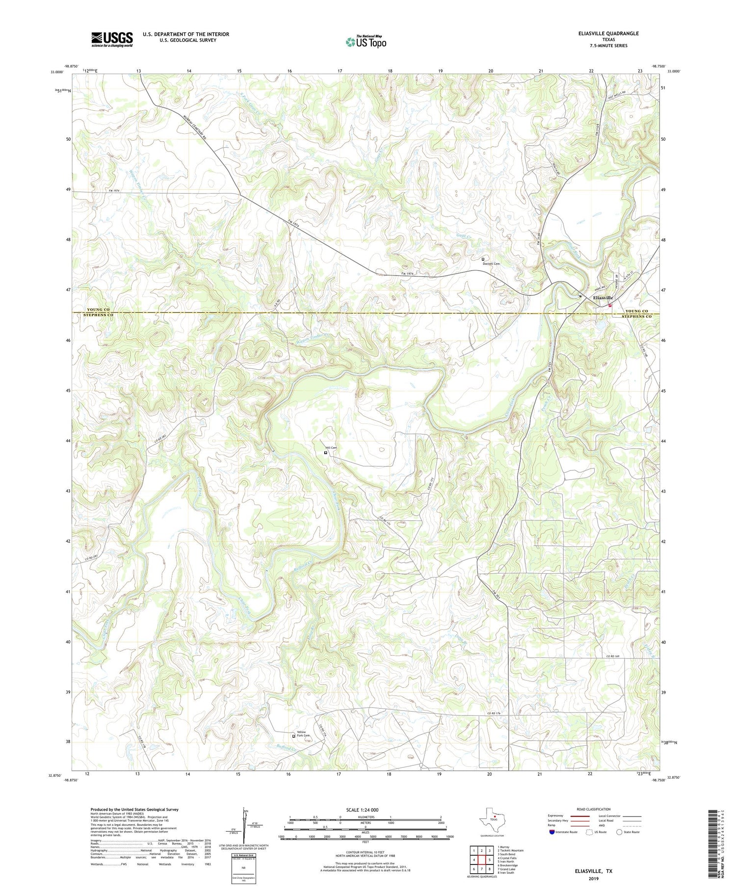 Eliasville Texas US Topo Map Image