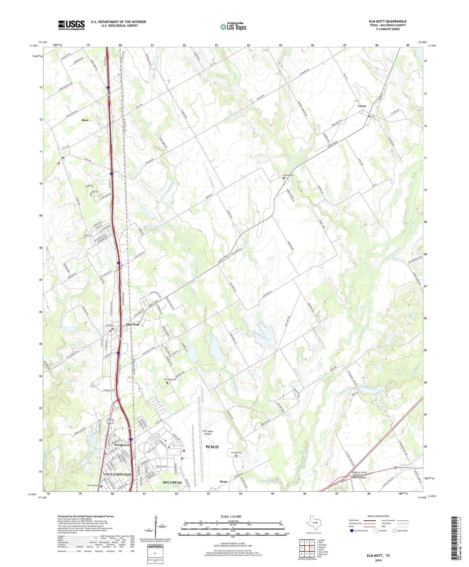 Elm Mott Texas US Topo Map Image