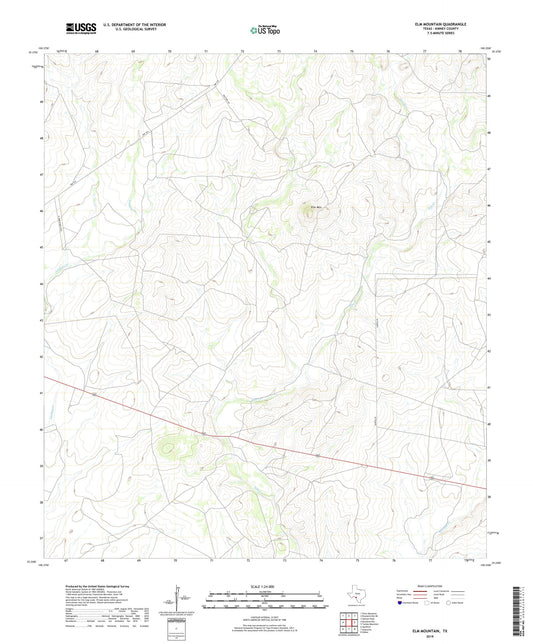 Elm Mountain Texas US Topo Map Image