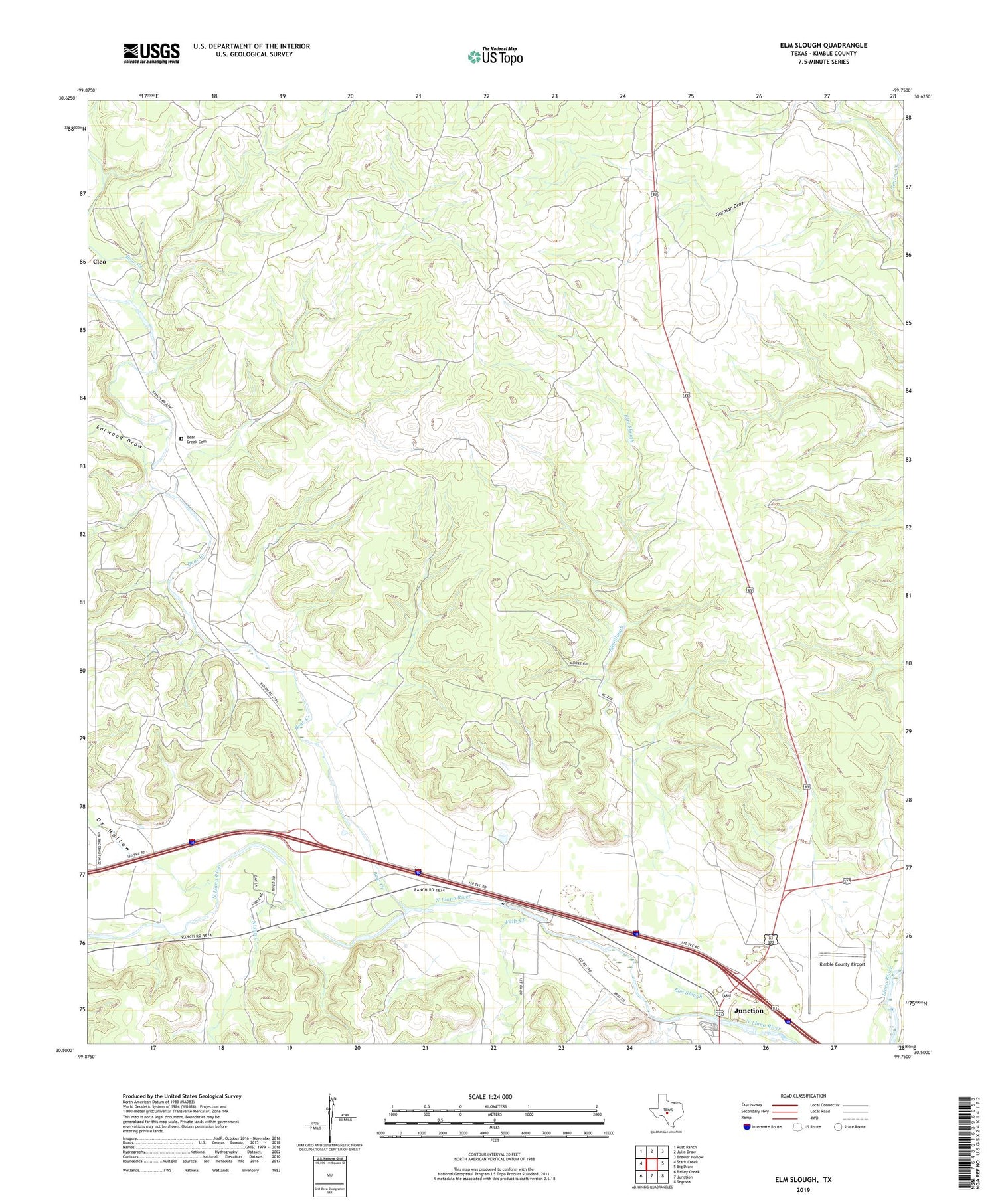 Elm Slough Texas US Topo Map Image