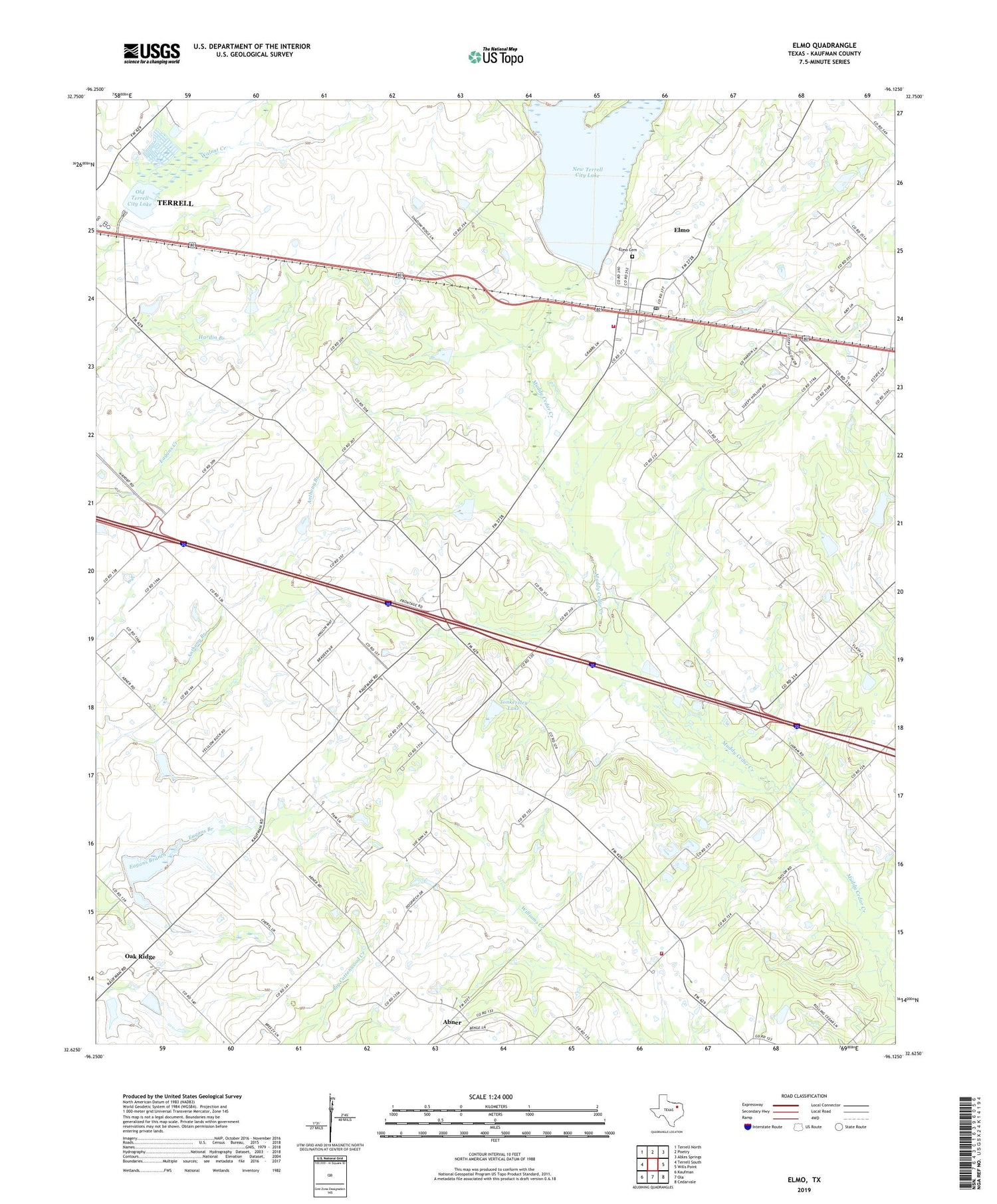 Elmo Texas US Topo Map Image