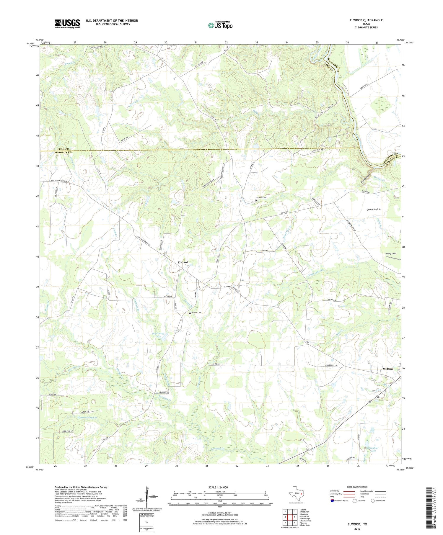 Elwood Texas US Topo Map Image