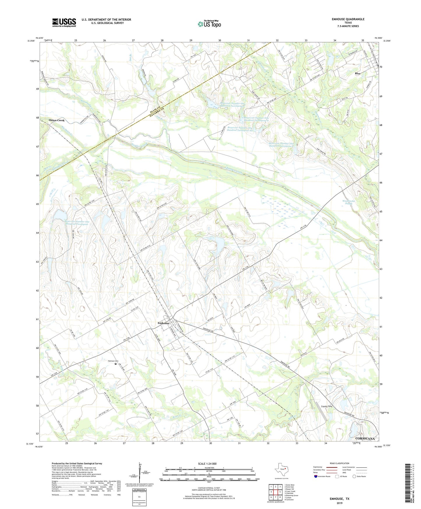 Emhouse Texas US Topo Map Image