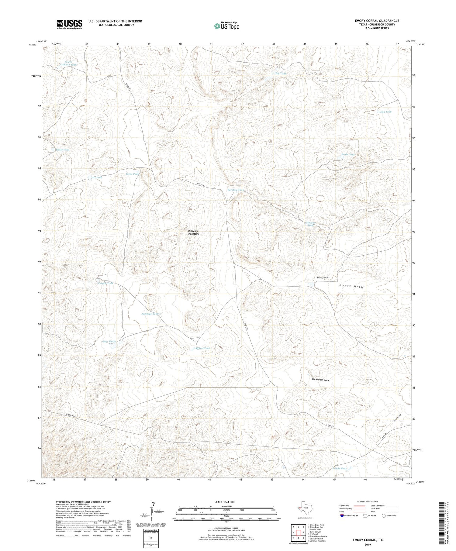 Emory Corral Texas US Topo Map Image