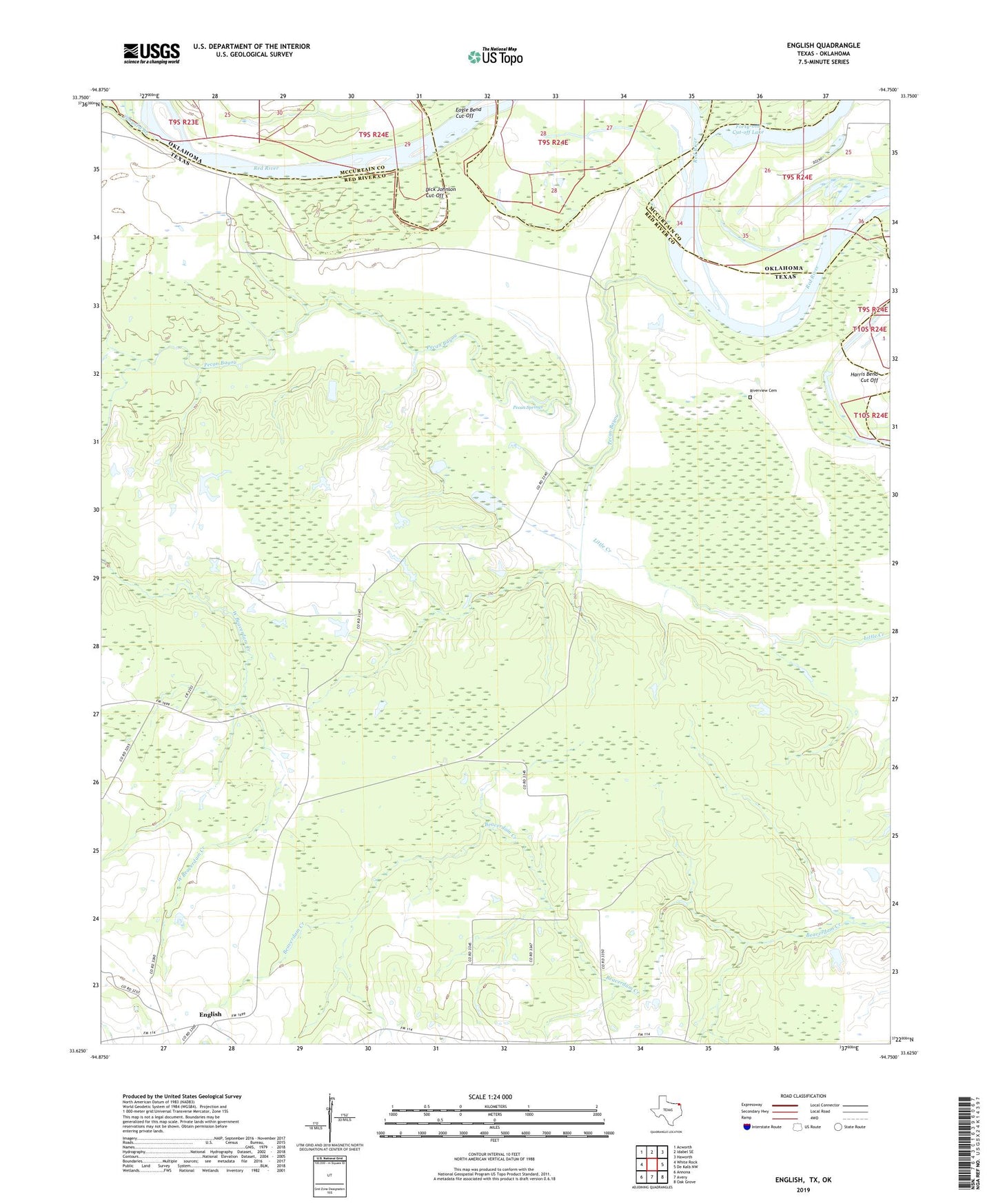 English Texas US Topo Map Image