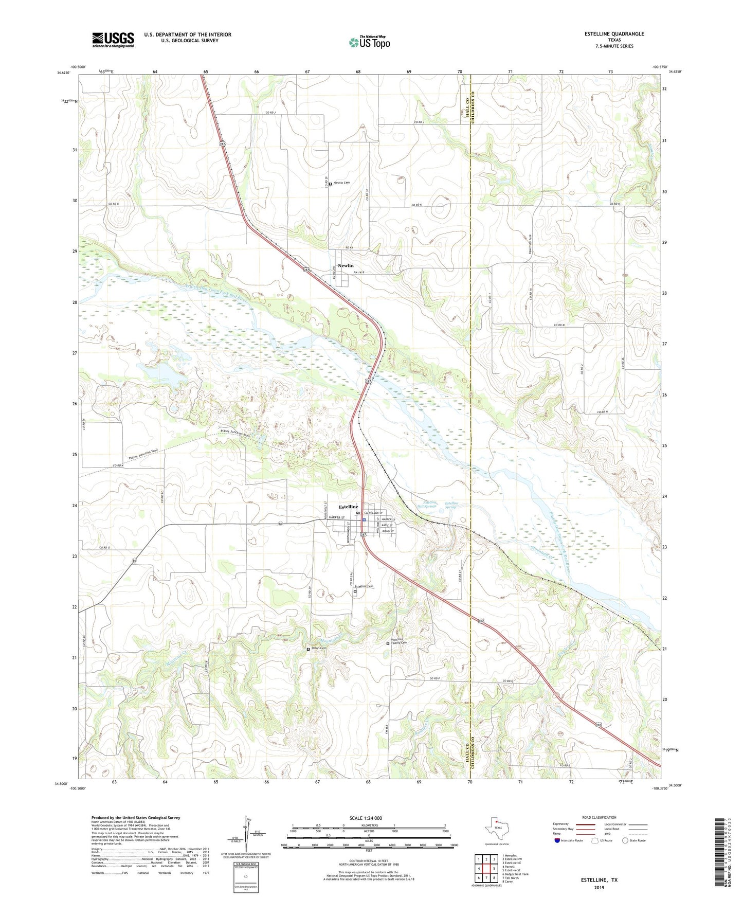 Estelline Texas US Topo Map Image