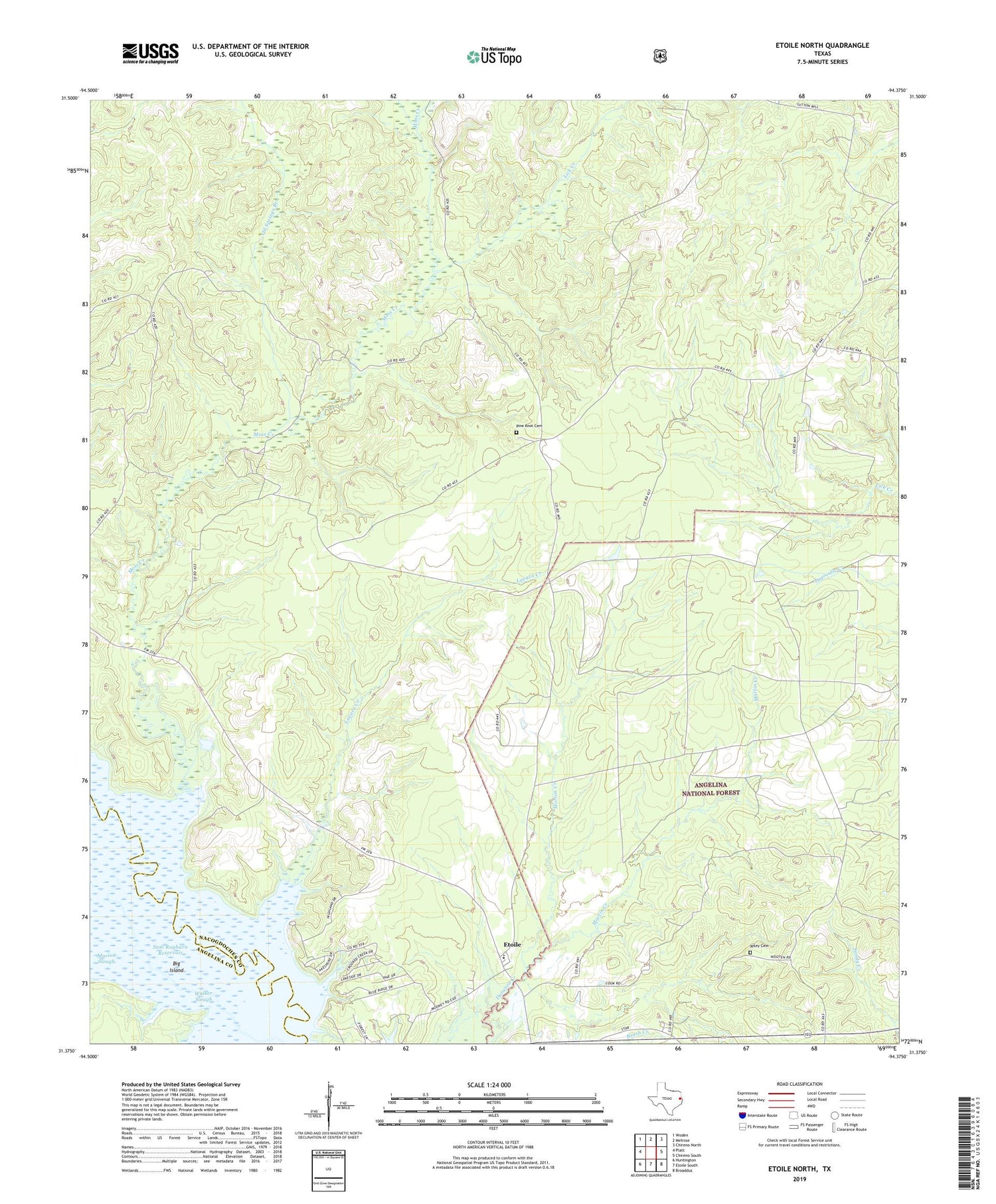 Etoile North Texas US Topo Map Image