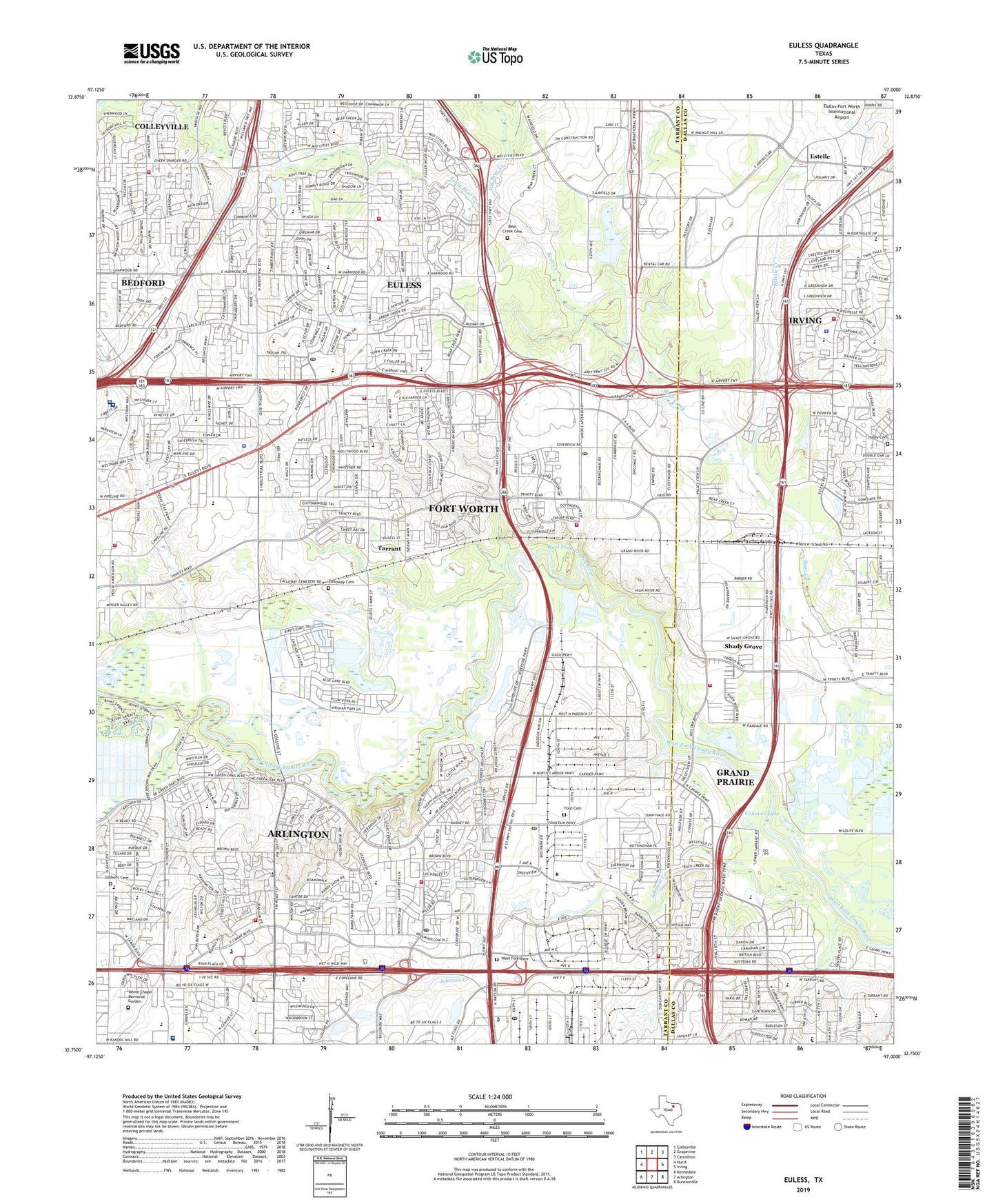 Euless Texas US Topo Map Image
