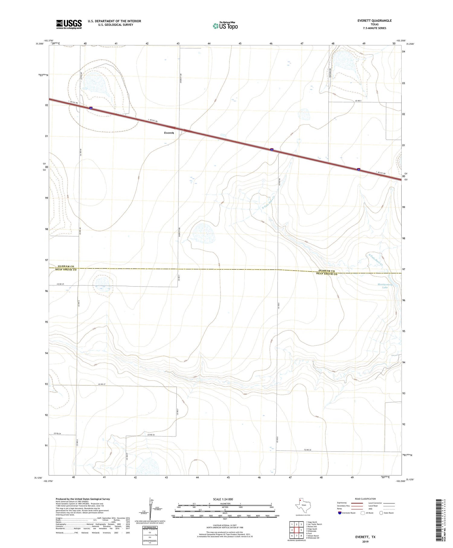 Everett Texas US Topo Map Image