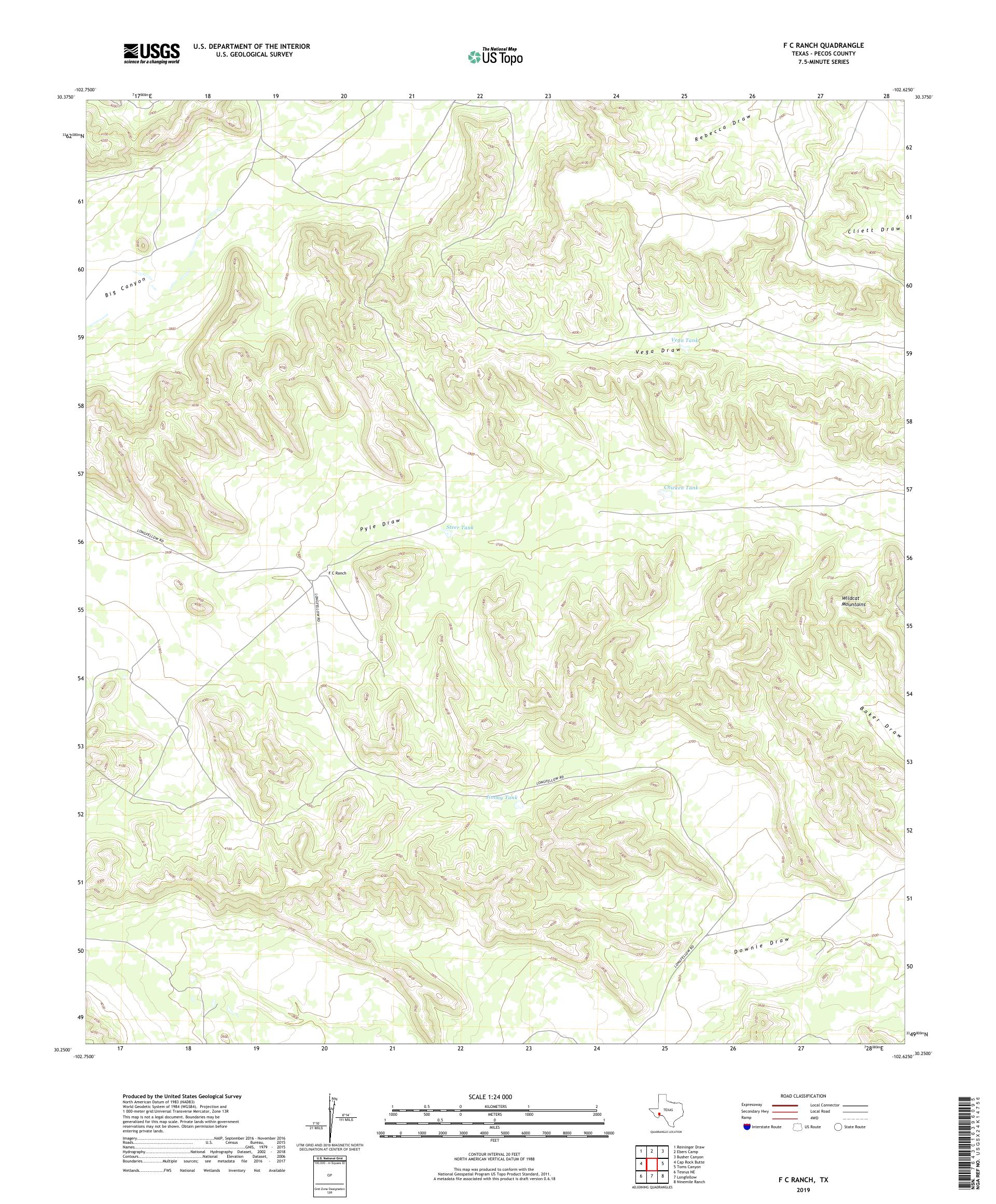 F C Ranch Texas US Topo Map – MyTopo Map Store