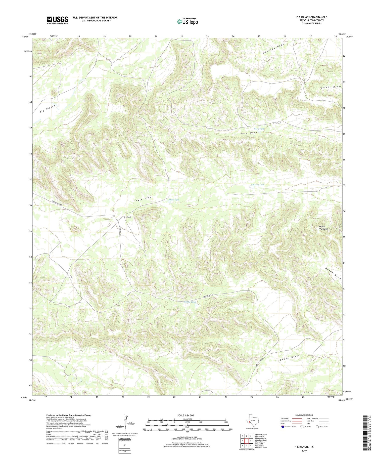 F C Ranch Texas US Topo Map Image
