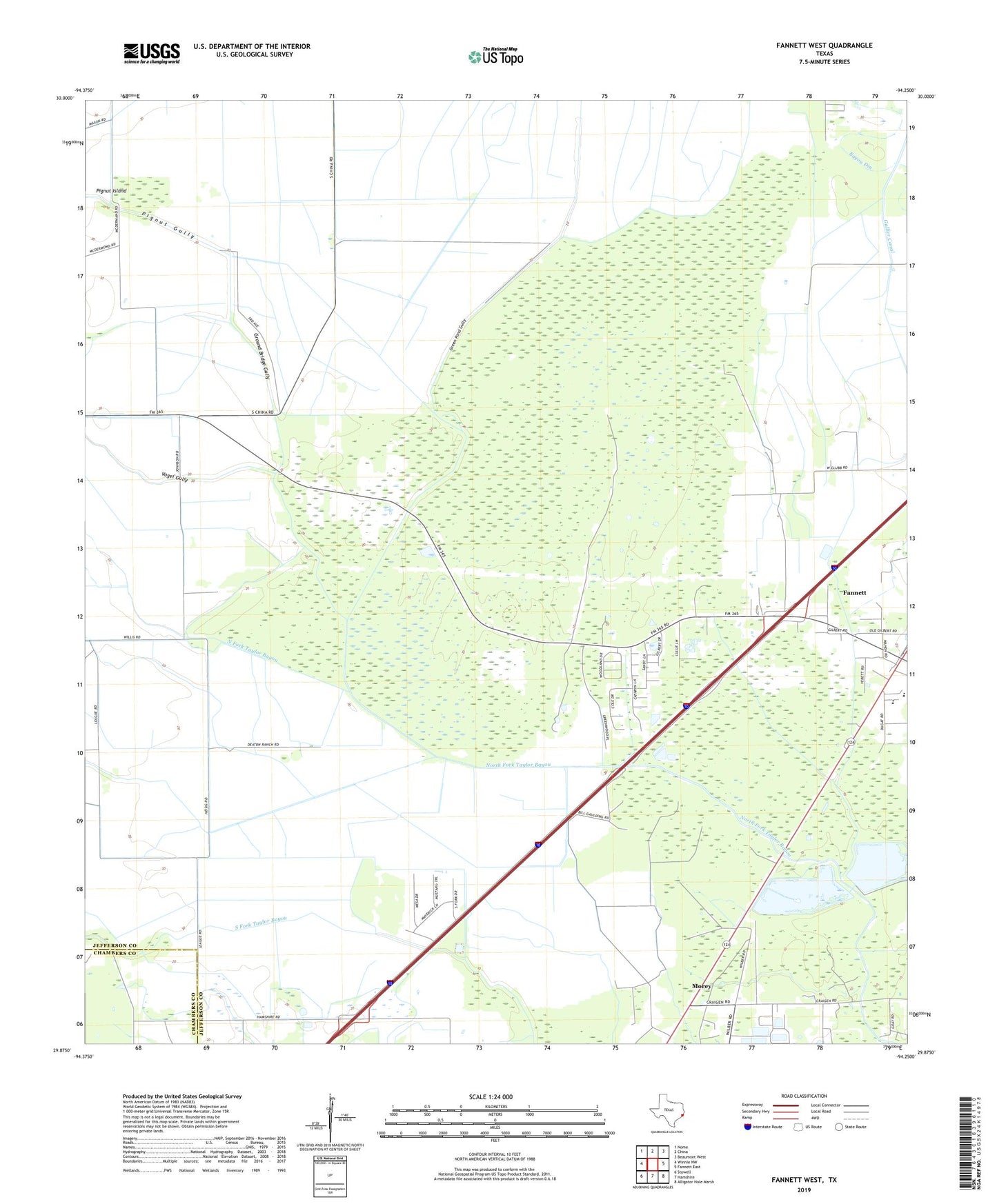 Fannett West Texas US Topo Map Image