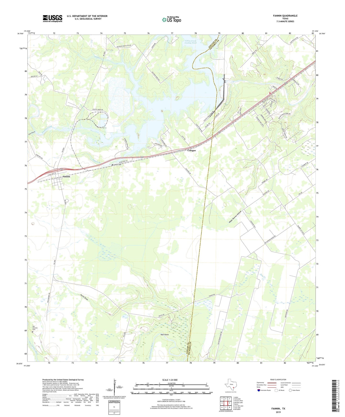 Fannin Texas US Topo Map Image