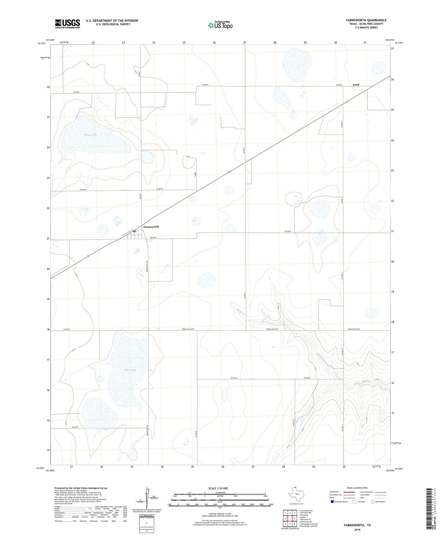 Farnsworth Texas US Topo Map Image