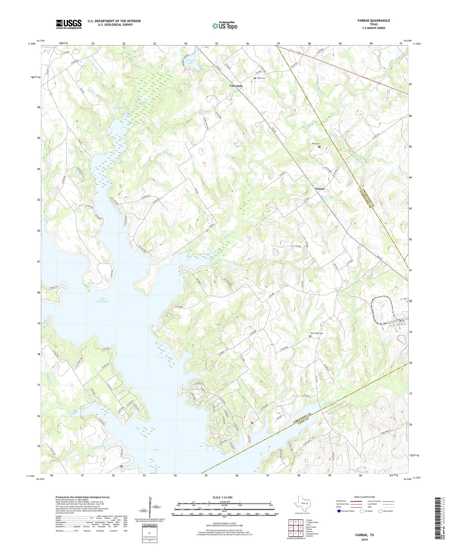 Farrar Texas US Topo Map Image