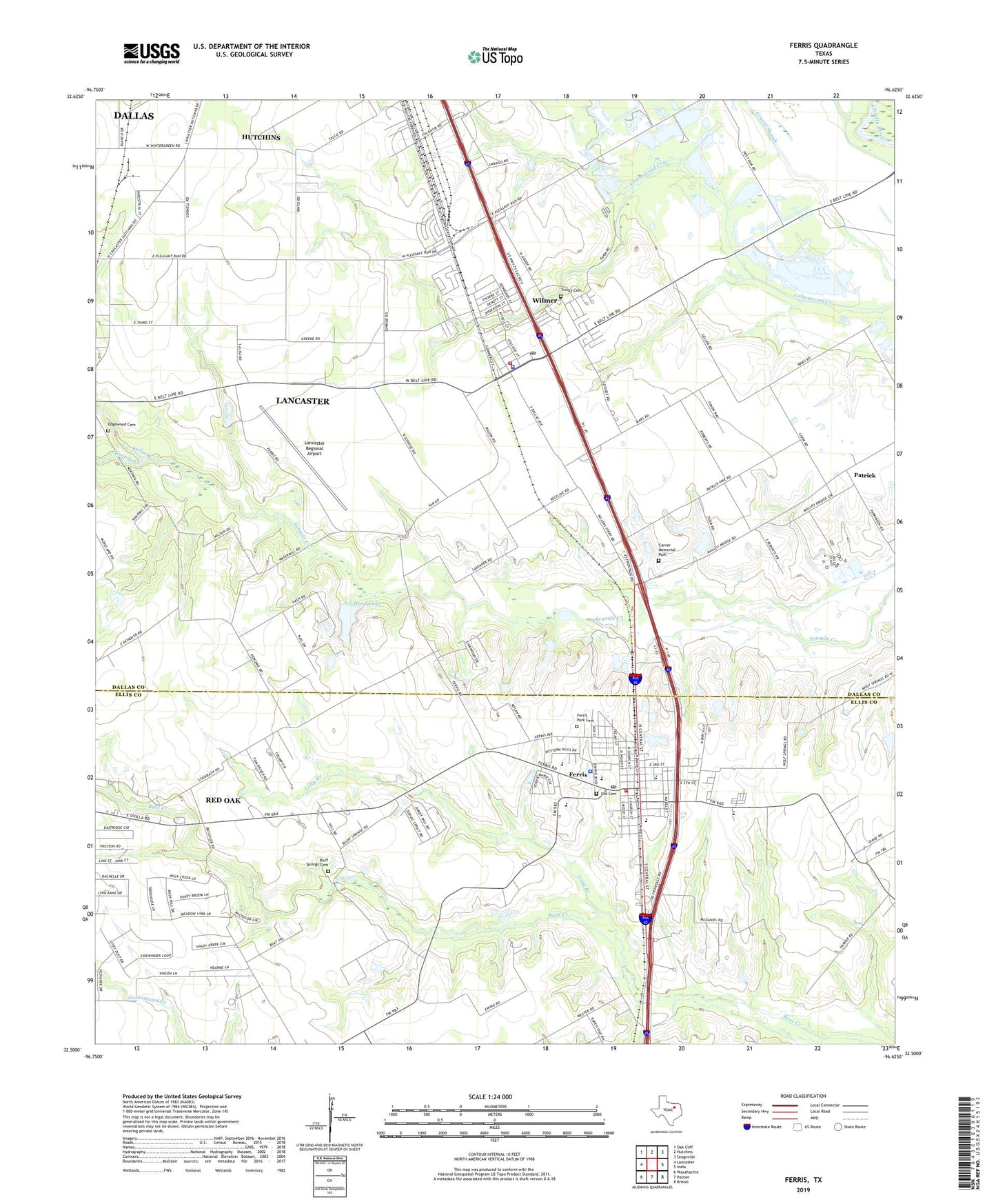 Ferris Texas US Topo Map Image