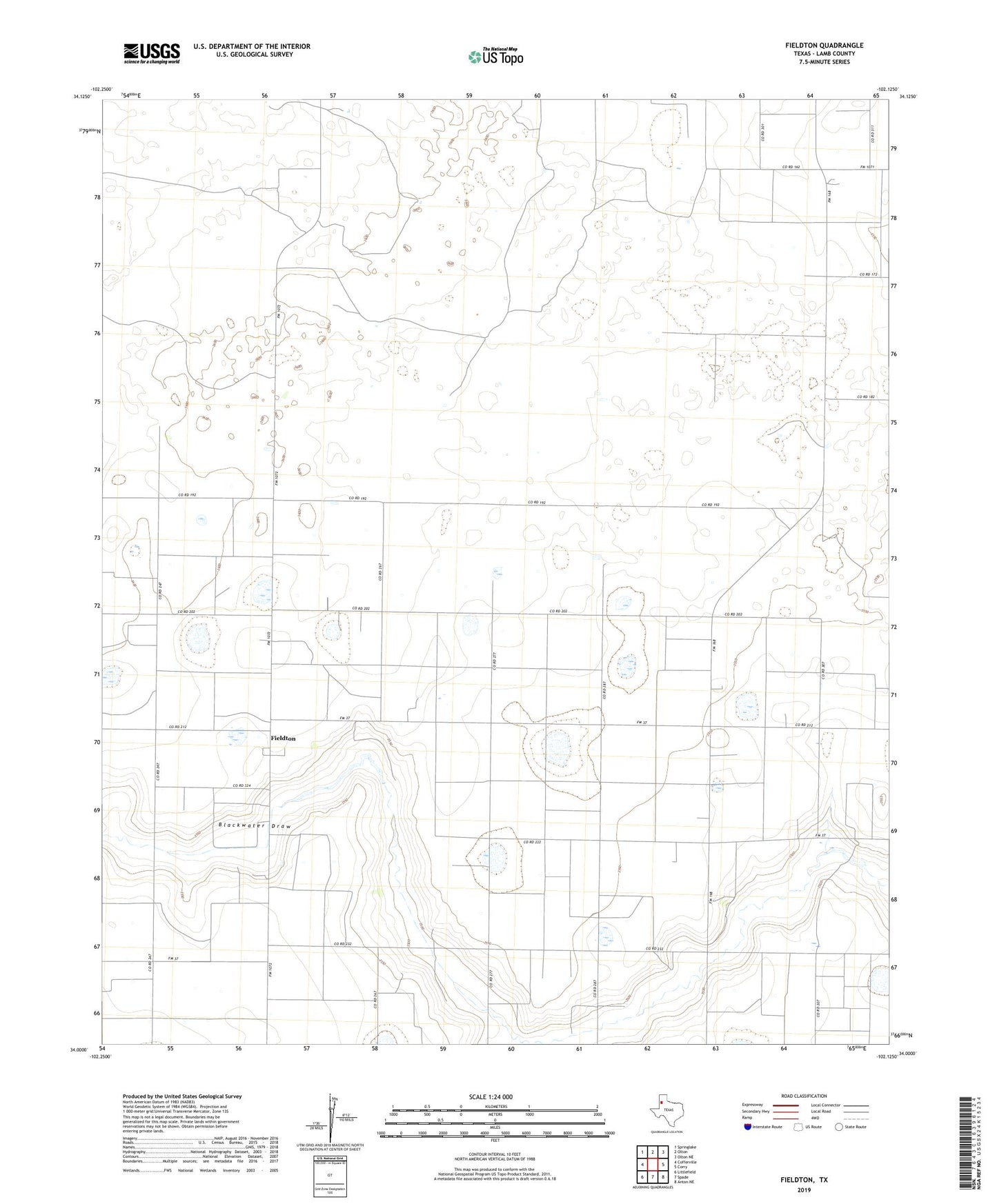 Fieldton Texas US Topo Map Image