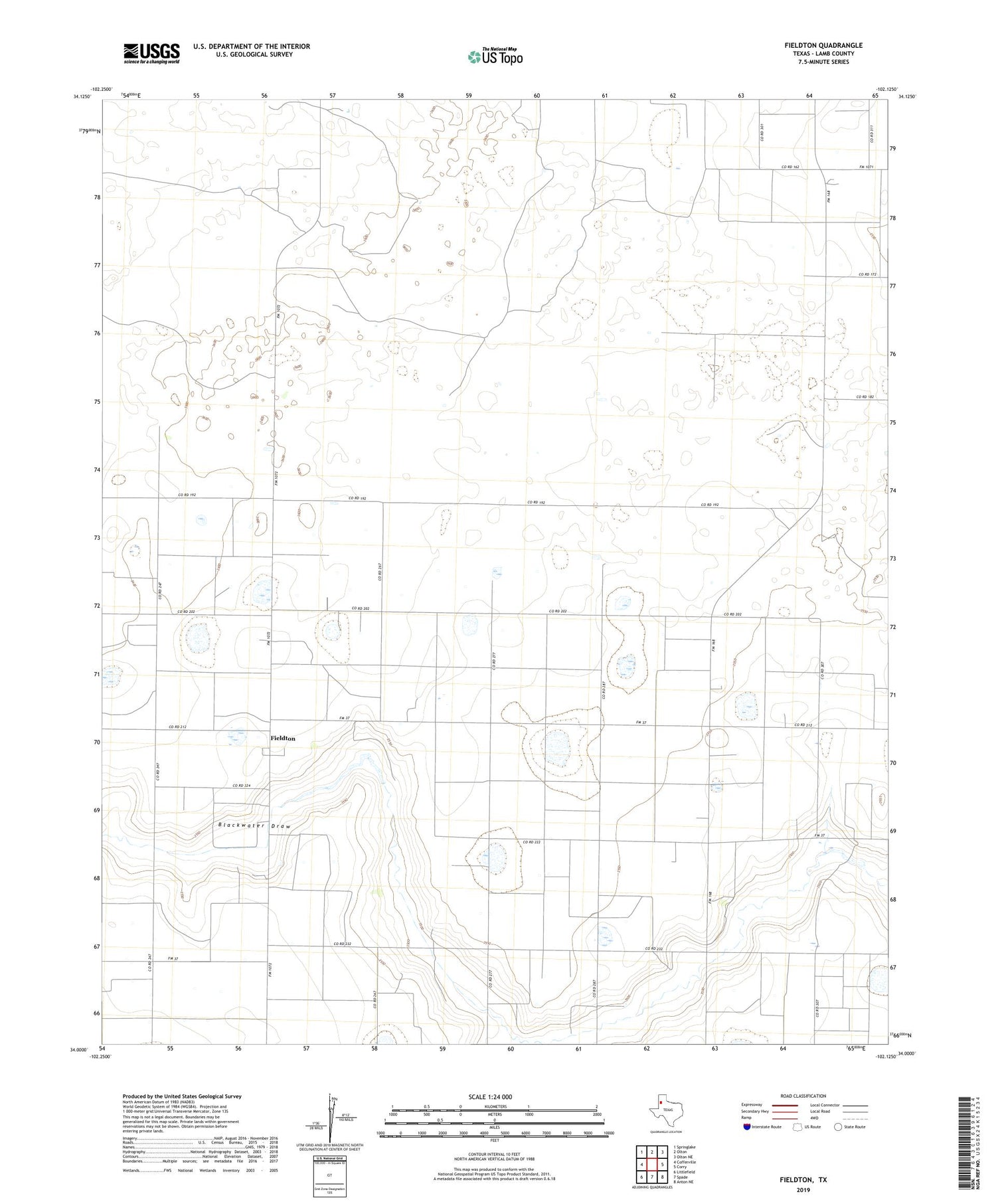 Fieldton Texas US Topo Map Image