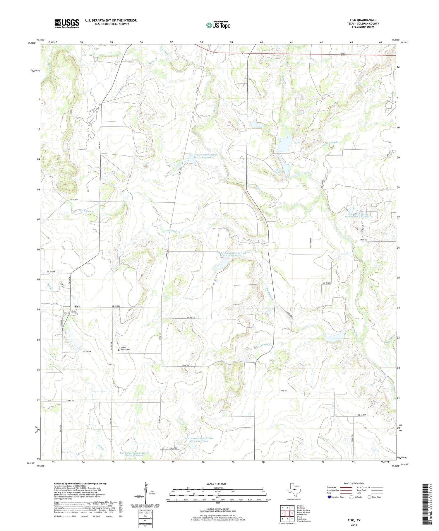 Fisk Texas US Topo Map Image