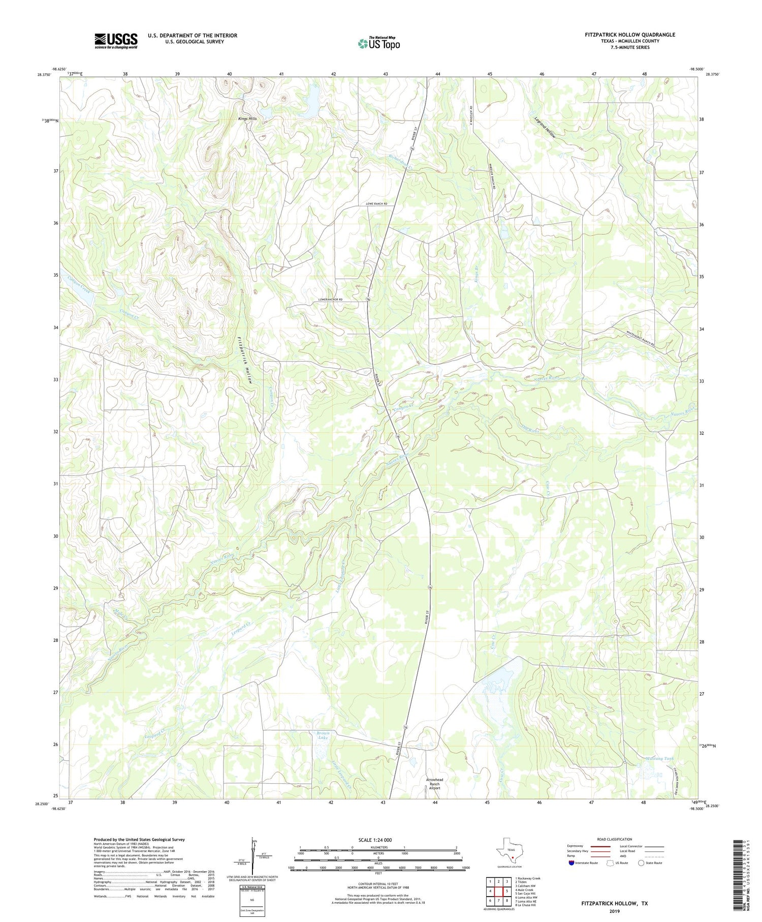 Fitzpatrick Hollow Texas US Topo Map Image