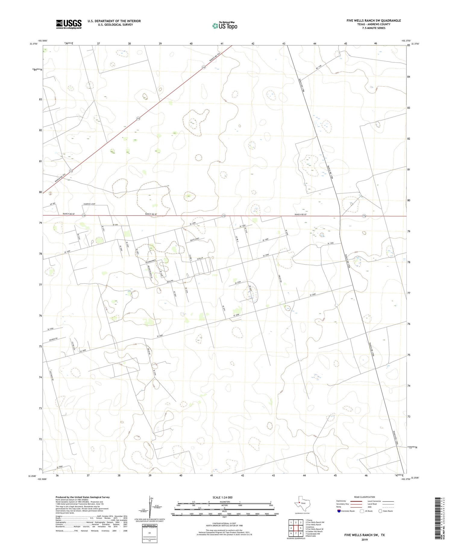 Five Wells Ranch SW Texas US Topo Map Image