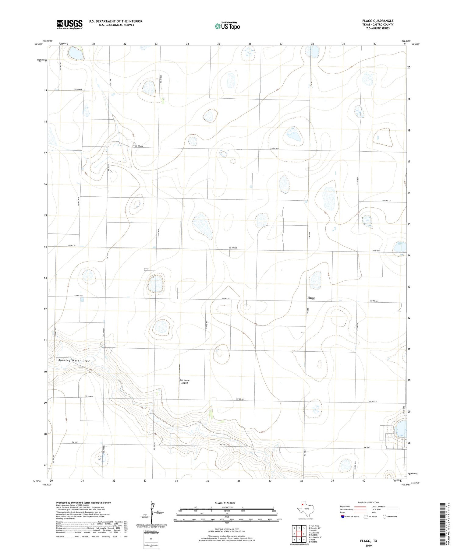 Flagg Texas US Topo Map Image