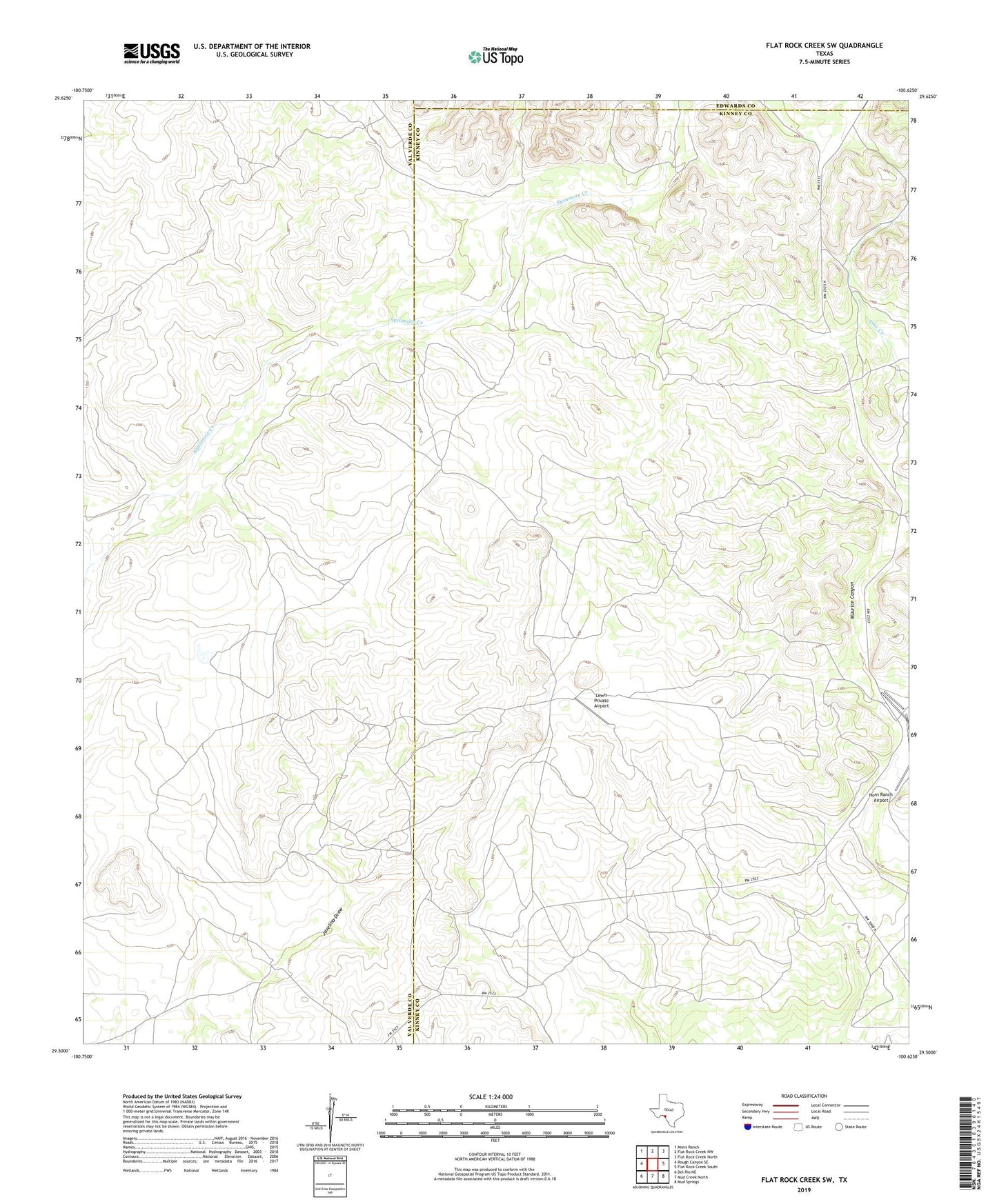 Flat Rock Creek SW Texas US Topo Map Image