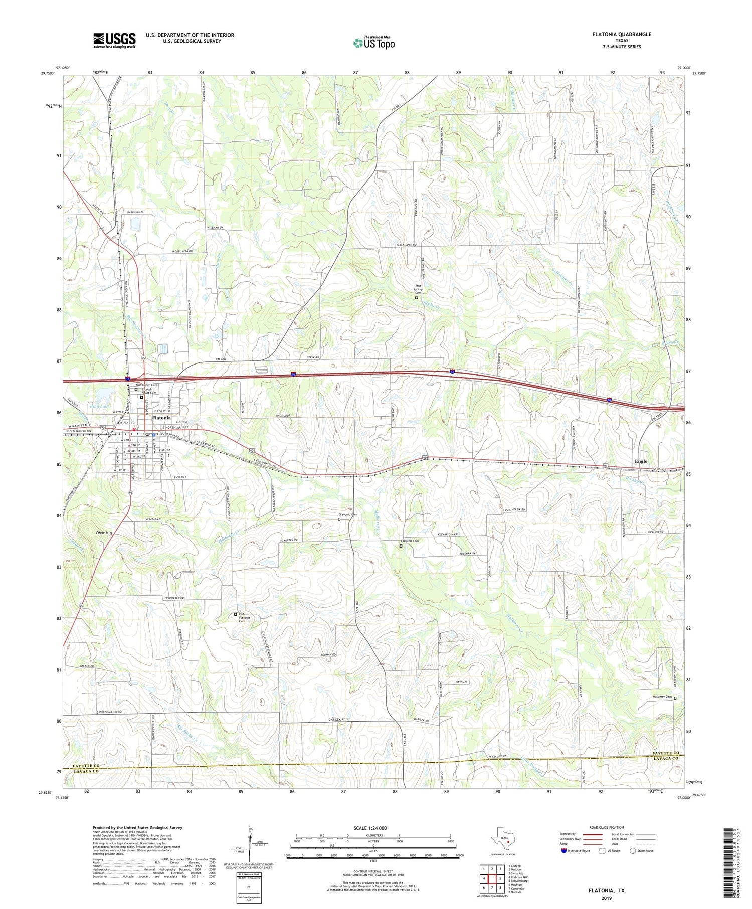 Flatonia Texas US Topo Map Image