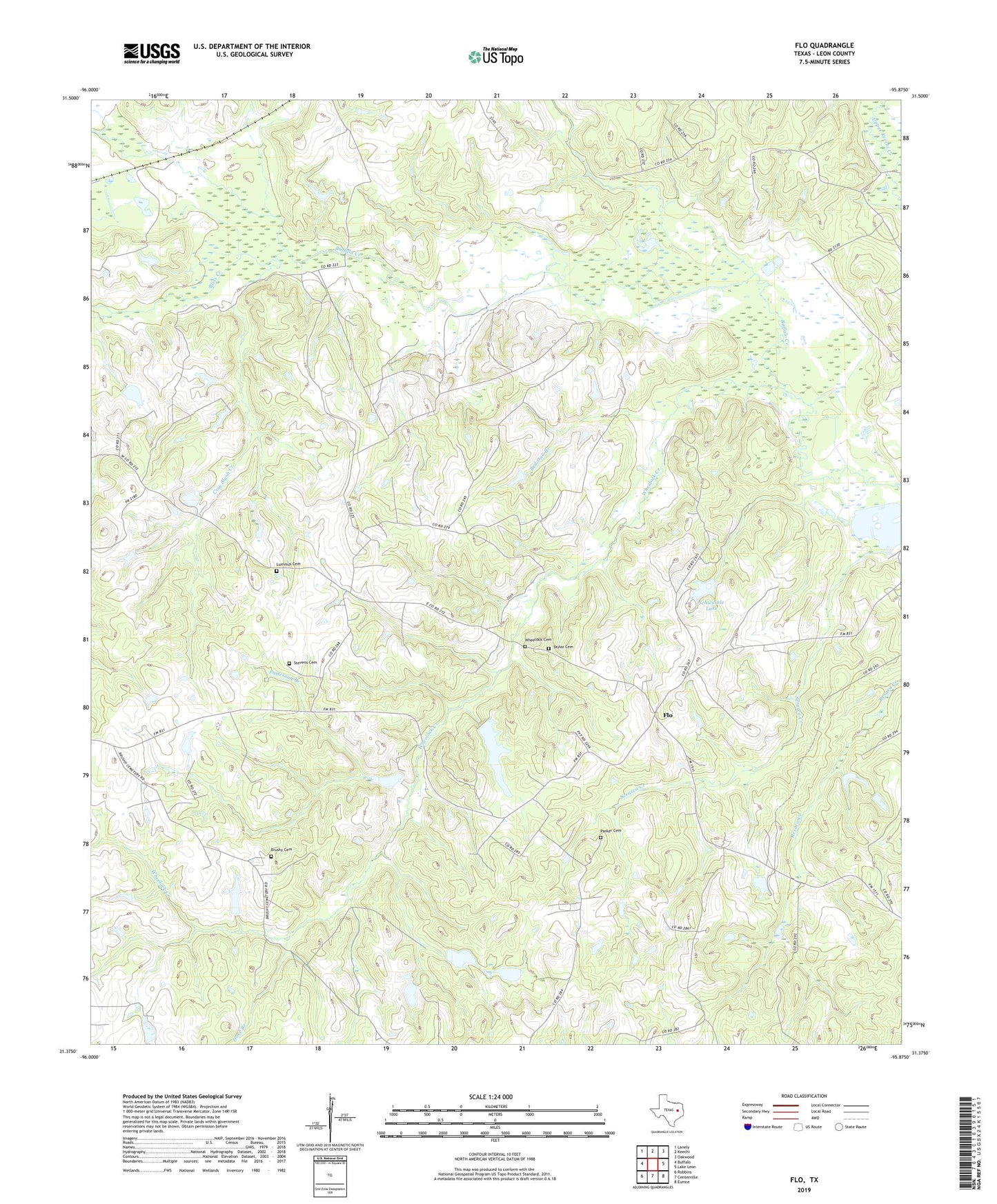 Flo Texas US Topo Map Image
