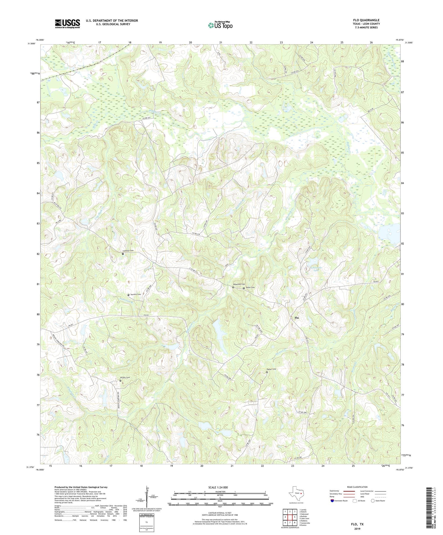 Flo Texas US Topo Map Image
