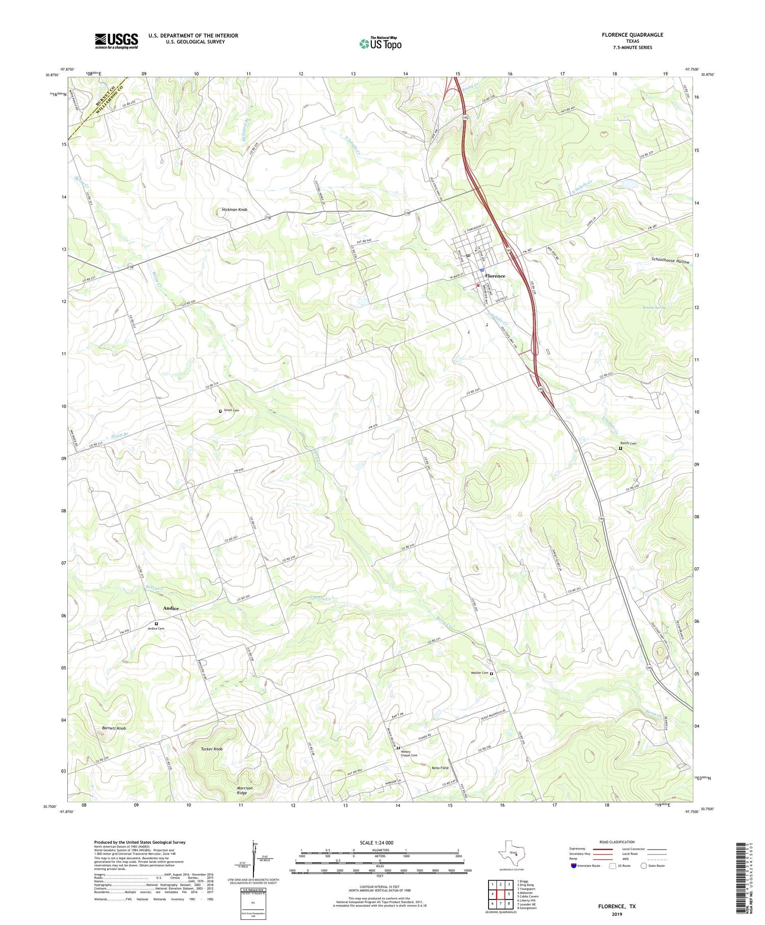 Florence Texas US Topo Map Image