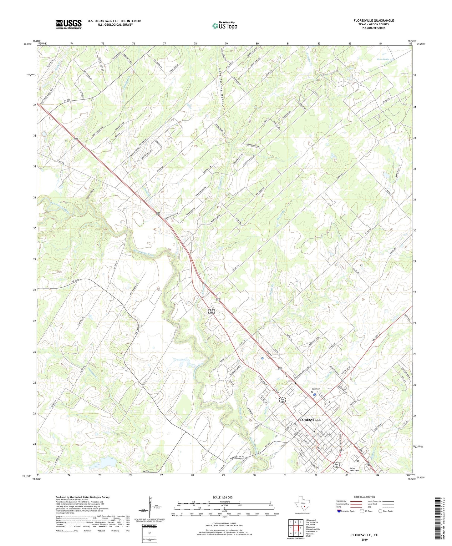 Floresville Texas US Topo Map Image