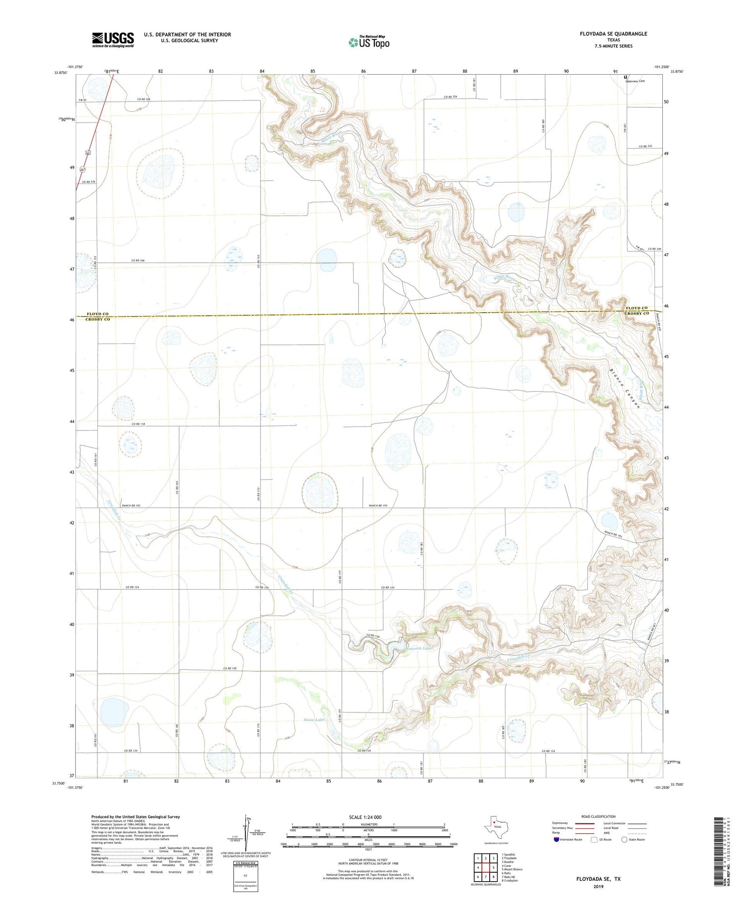 Floydada SE Texas US Topo Map Image