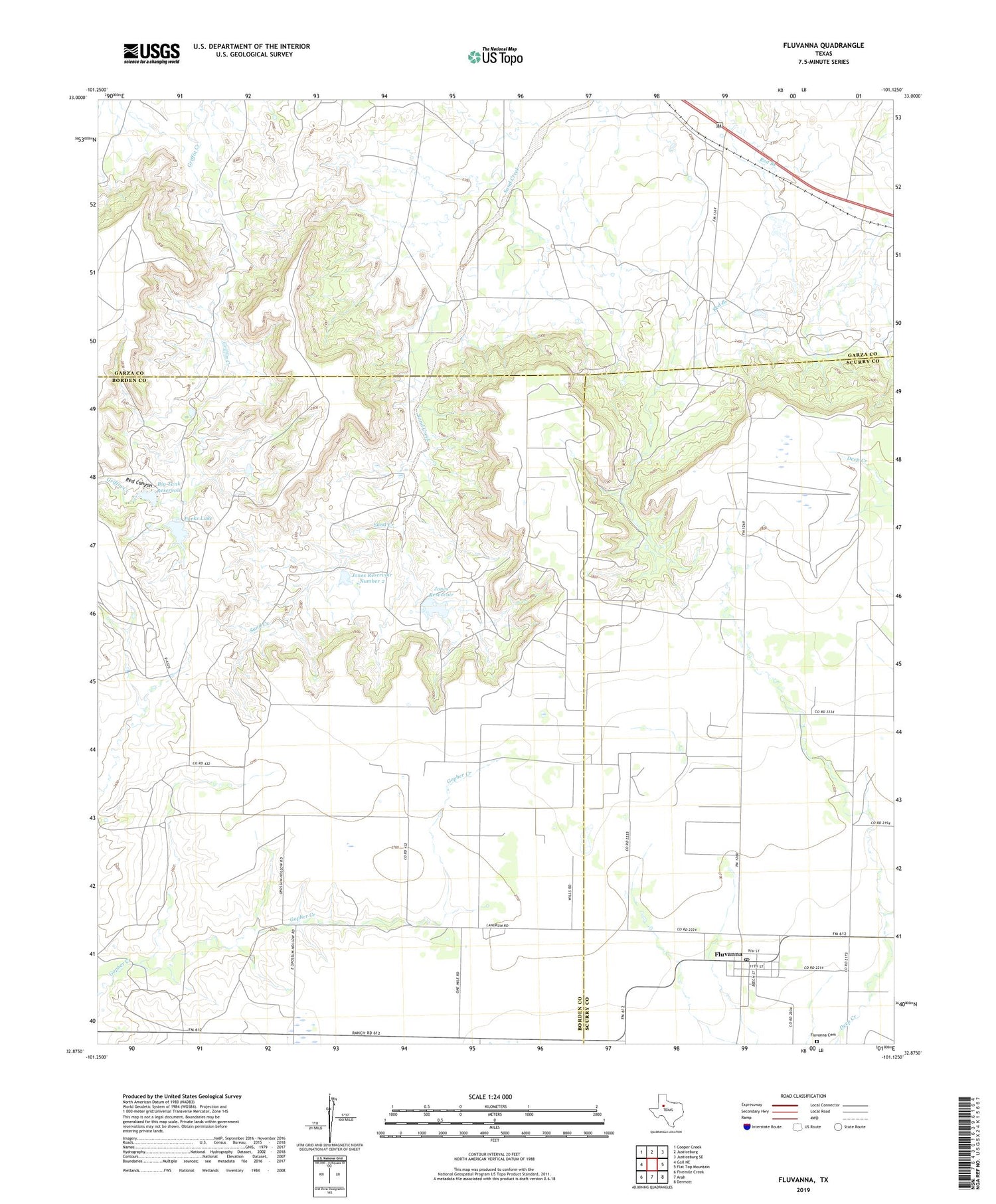 Fluvanna Texas US Topo Map Image