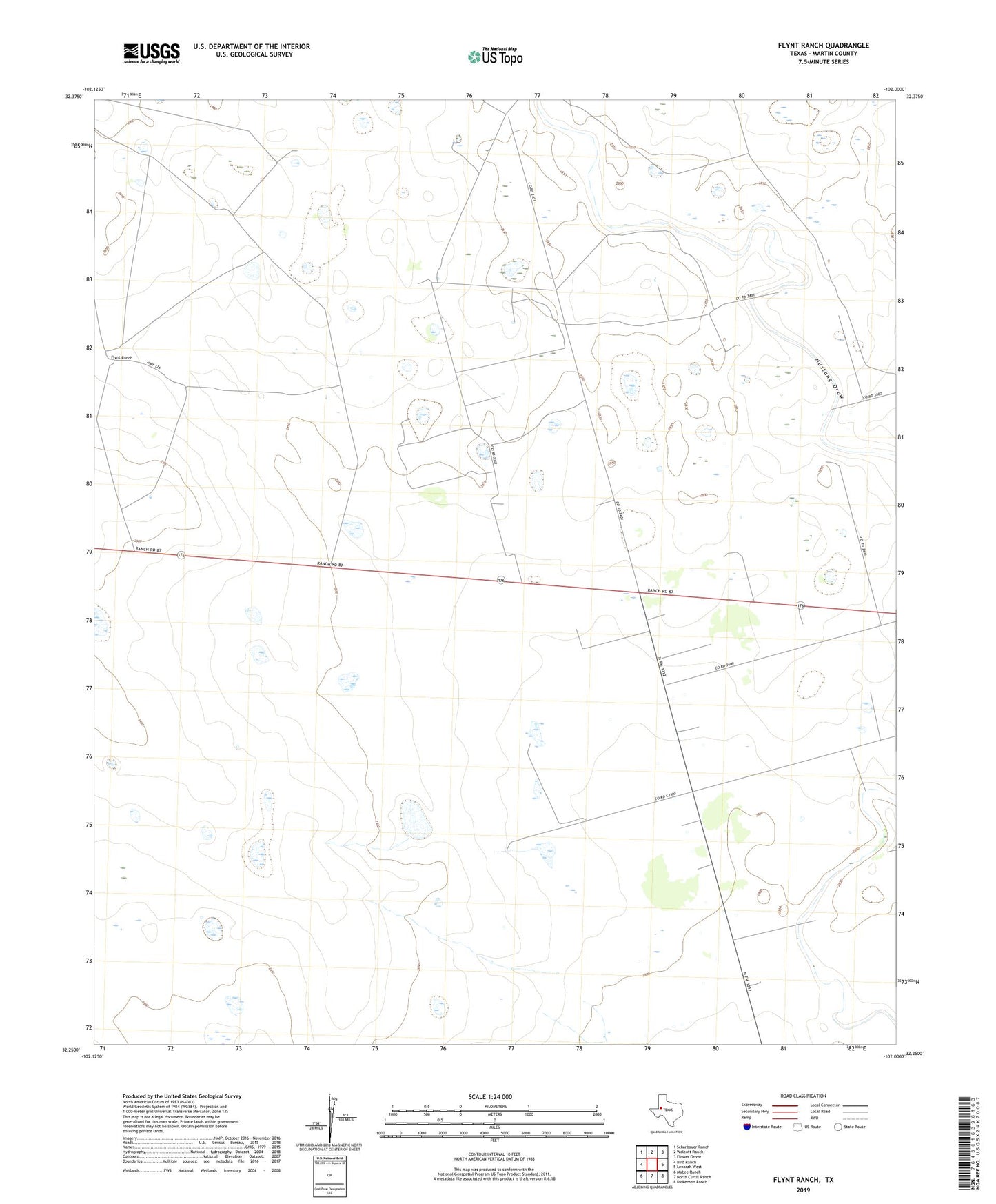 Flynt Ranch Texas US Topo Map Image