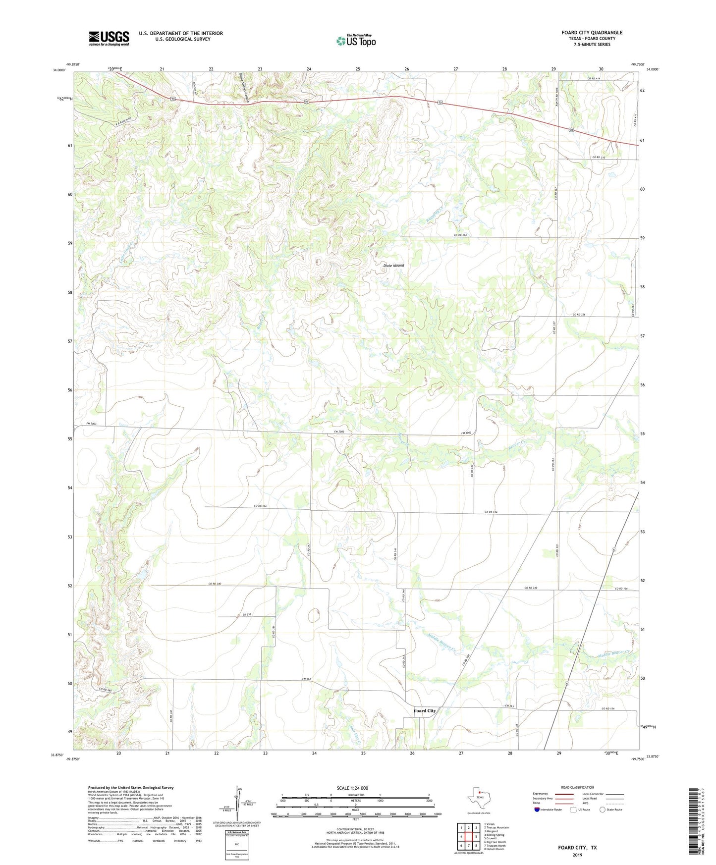 Foard City Texas US Topo Map Image
