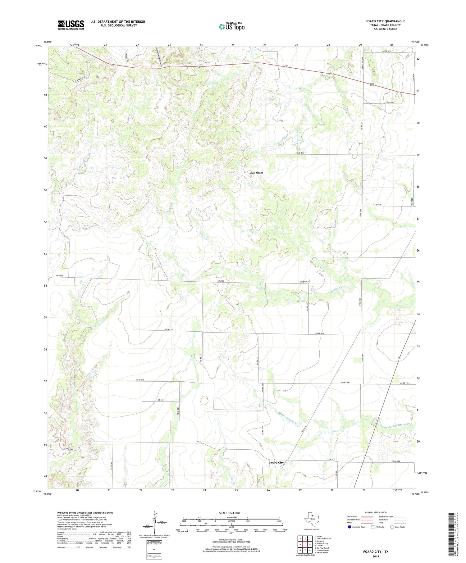 Foard City Texas US Topo Map Image