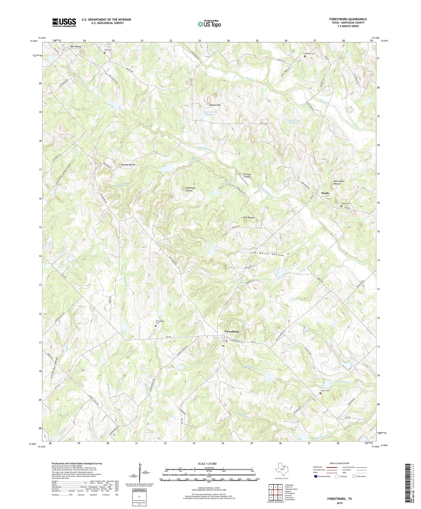 Forestburg Texas US Topo Map Image