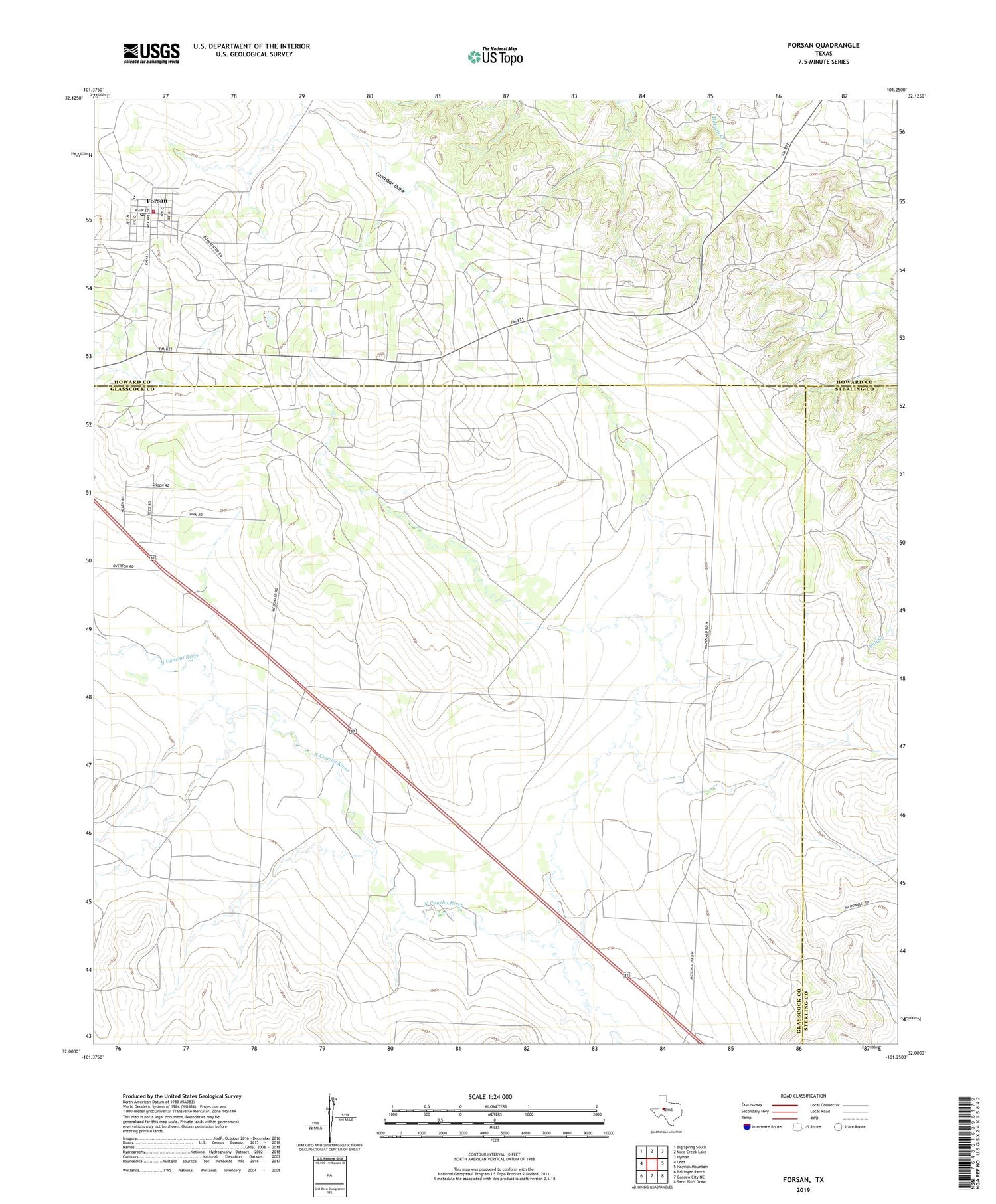 Forsan Texas US Topo Map Image